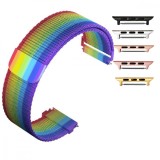 Curea otel, Milanese Loop, compatibila Apple Watch 9|8|7|6|5|4|3|2|1 Series, 41mm|40mm|38mm, telescoape QR, Rainbow