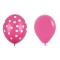 Set 10 baloane din latex, flippy, model party cu buline si simple, 30 cm, fucsia, 2.8 g