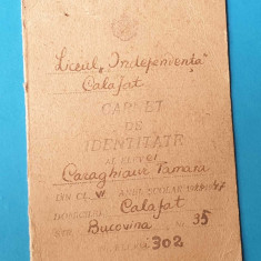 Liceul Independenta din Calafat Carnet al elevei Caraghiaur an scolar 1946