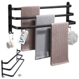 Suport pentru prosop de baie, finisaj Negru Mat, lungime 60 cm, montare pe perete