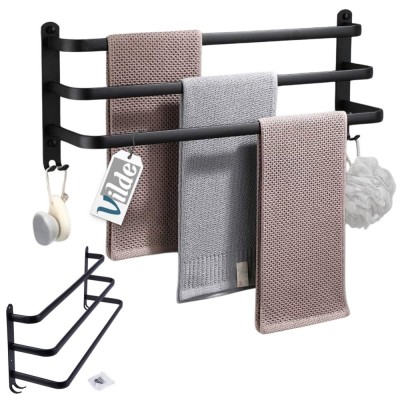 Suport prosop baie, negru mat, 60cm foto