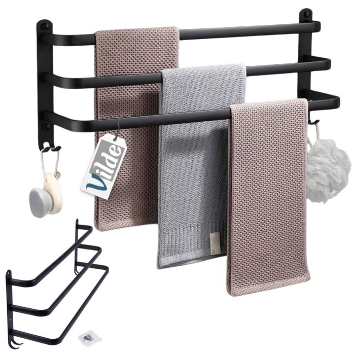 Suport prosop baie, negru mat, 60cm