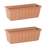 Cumpara ieftin Jardiniera pentru flori cu sistem irigatie, maro, set 2 buc, 11 L, 60x18x14 cm