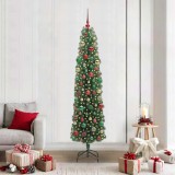 vidaXL Brad de Crăciun artificial Verde 210 cm PVC și oțel și plastic 3394964
