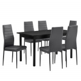 Set Bonn masa cu 6 scaune imitatie de piele gri [en.casa] HausGarden Leisure, [en.casa]