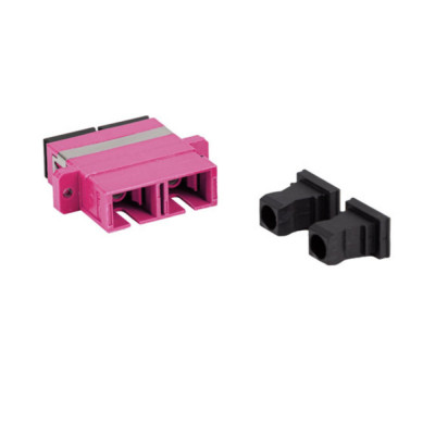 Adaptor retea fibra optica cu conectori SC UPC, Lanberg 43370, MM DUPLEX OM4, cu capace negre, violet foto