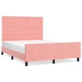 Cumpara ieftin Cadru de pat cu tablie, roz, 140x190 cm, catifea