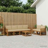 Cumpara ieftin Set de canapele de exterior 7 buc. 6-Locuri Natural si Bej