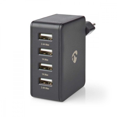 Alimentator incarcator 220V - USB 24W 2x2.4A 2x1A negru NEDIS foto