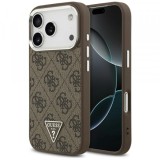 Husa MagSafe pentru Apple iPhone 17 Pro, Guess, 4G Triangle Logo, Maro Argintie