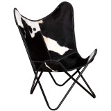 Cumpara ieftin Scaun tip fluture, negru si alb, piele de vaca naturala