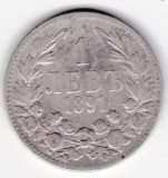 Bulgaria 1 lev leva 1891, Europa, Argint