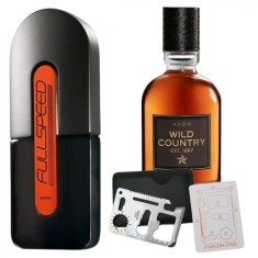 Set apa de toaleta Full Speed pentru El 75 ml, apa de toaleta Wild Country 75 ml, card multifunctional de supravietuire, otel inoxidabil