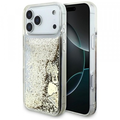 Husa pentru Apple iPhone 17 Pro Max, Guess, Liquid Glitter Charms, Aurie foto