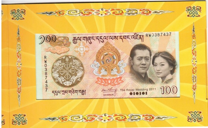 Bhutan 100 Ngultrum 2011 P-35 Comemorativa Folder UNC