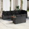 Set de Canapea de Grădină 9 pcs Negru Mare Răchită &amp; Lemn masiv