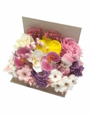 Aranjament Floral in Carte EVENTISSIMI - Flori din Sapun si Bebe, Roz