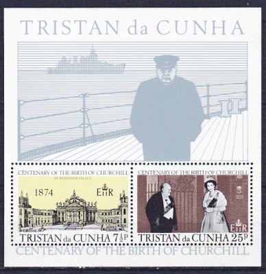 DB1 Tristan da Cunha Centenar Nastere Churchill 1974 MS MNH foto