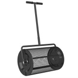 Outsunny Răsp&acirc;nditor Compost de 75L cu M&acirc;ner Reglabil &icirc;n Formă de T din Metal Negru | Aosom Romania