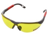 Ochelari de protectie Lahti Pro, lentila galbena, reglabile, protectie UV, conform CE EN 166, clasa F