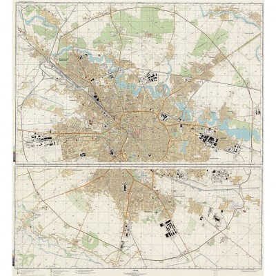 Plan Bucuresti in limba rusa, 1984, 50x55cm, reproducere foto