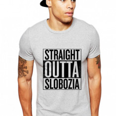 Tricou barbati gri cu text negru - Straight Outta Slobozia - S