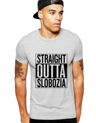 Tricou barbati gri cu text negru - Straight Outta Slobozia - 2XL foto