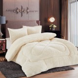 Lenjerie De Pat Soft Dream Matcha Co023, Microfibra Plusata, 3 Piese, Fara Elastic, Bej