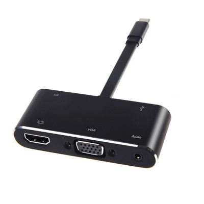 Adaptor convertor hub 5in1 USB 3.1 Type C la HDMI 4K x 2K, VGA, audio jack 3.5 mm, USB 3.0 si port USB penrtu incarcare PD foto