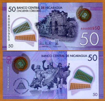 !!! NICARAGUA - 50 CORDOBAS 2014 - P 211 - UNC / POLIMER foto