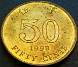 Moneda exotica 50 CENTI / CENTS - HONG KONG, anul 1998 * cod 740 A = UNC