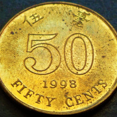 Moneda exotica 50 CENTI / CENTS - HONG KONG, anul 1998 * cod 740 A = UNC
