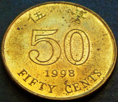 Moneda exotica 50 CENTI / CENTS - HONG KONG, anul 1998 * cod 740 A = UNC foto