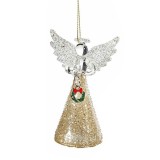 Ornament brad Craciun Inger sticla multicolora cm 5,5 x 4 x 9,5 H