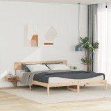 VidaXL Cadru de pat cu headboard Maro 200 x 200 cm Lemn masiv de pin