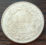 (A932) MONEDA DIN ARGINT ELVETIA - 1 FRANC 1965, 5 GRAME, PURITATE 835, LUCIU DE BATERE, Europa