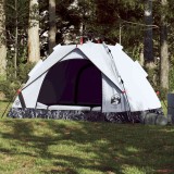 VidaXL Cort de camping 2 persoane, alb opac, setare rapidă, țesătură