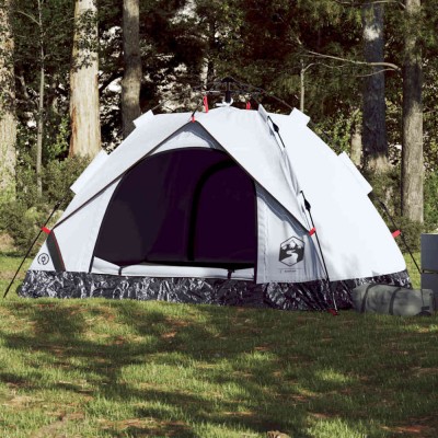 vidaXL Cort de camping 2 persoane, alb opac, setare rapidă, țesătură foto