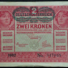 Bancnota istorica 2 COROANE - AUSTRO-UNGARIA (AUSTRIA), anul 1917 * cod 433