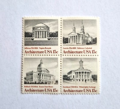 SUA Statele Unite ale Americii bloc de 4 val. MNH 1979 nestampilat Arhitectura foto