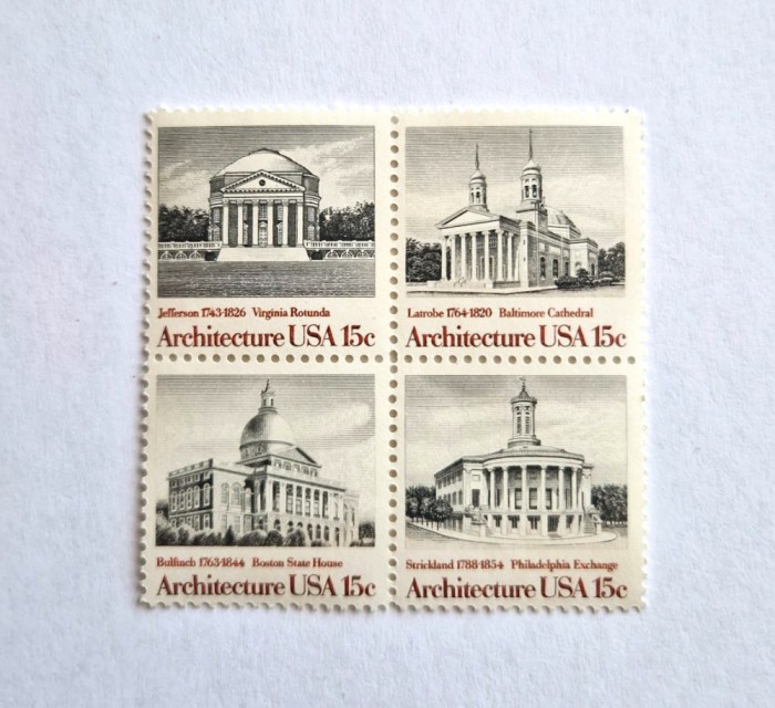 SUA Statele Unite ale Americii bloc de 4 val. MNH 1979 nestampilat Arhitectura