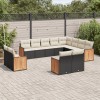 VidaXL Set canapele de grădină, 12 piese, cu perne, negru, poliratan 3228191