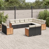 VidaXL Set canapele de grădină, 12 piese, cu perne, negru, poliratan 3228191