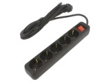 Prelungitor alimentare LANBERG 3m 5 prize Schuko 3x1mm2 gumă negru