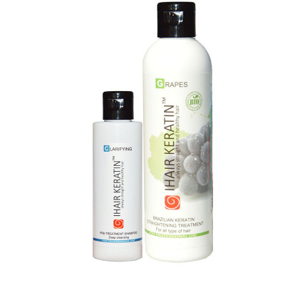 Kit tratament keratina Grapes 250ml+sampon clarifiant 100ml Ihair Keratin foto