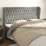 vidaXL Tăblie de pat cu aripioare gri deschis 203x23x118/128cm catifea