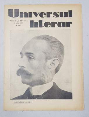 REVISTA &amp;#039;UNIVERSUL LITERAR&amp;#039;, ANUL XLV, NR. 31, 28 IULIE 1929 foto