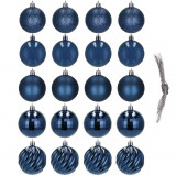 Set 20 globuri de Craciun, 6 cm, 5 modele, albastru, Springos