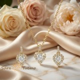 Cumpara ieftin Set Inima Delicata , Set bijuterii placat cu aur 14K cu cristale zirconia