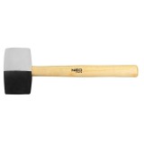 Ciocan de cauciuc alb-negru 63mm/680g, maner din lemn 25-068
